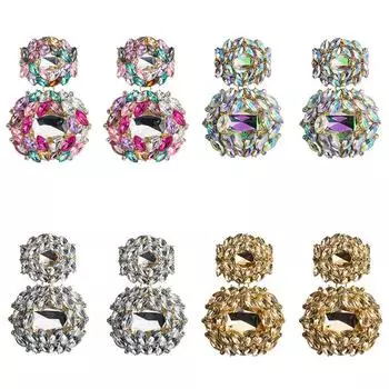 Серьги-капли из стеклянного сплава, геометрические серьги преувеличенной индивидуальной формы, модные женские серьги 6.5*4.5cm белый