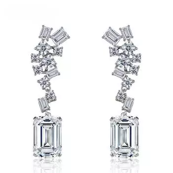 Серьги-капли из стерлингового серебра 100% 925 пробы, сверкающие 9*13 мм, серьги-капли с высокоуглеродистыми бриллиантами для женщин, свадебных вечеринок, изысканные ювелирные изделия