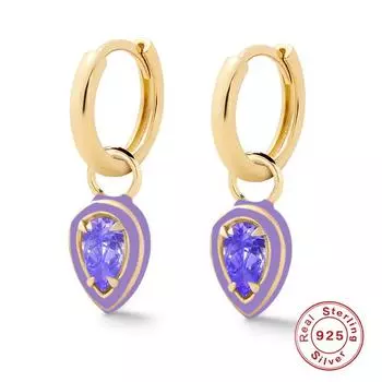 Серьги-капли из стерлингового серебра 925 пробы с грушевидной огранкой, цветной эмалью и глазурью, серьги Love Color Treasure 925 Silver