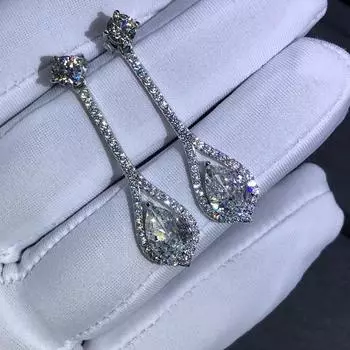 Серьги-капли из стерлингового серебра 925 пробы 3ex 2ct D с муассанитом для свадьбы и помолвки по индивидуальному заказу, ювелирные украшения белый