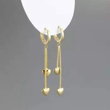 Серьги-капли из стерлингового серебра 925 пробы с кисточками и цепочками в форме сердца для женщин и девочек, элегантные модные ювелирные изделия для свадебной вечеринки Eh235 серебряный