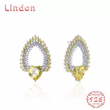 Серьги-капли из стерлингового серебра 925 пробы Lindon, серьги-капли для женщин, подарки на свадьбу жёлтый