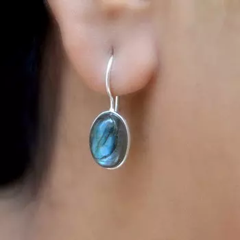 Серьги-капли из стерлингового серебра 925 пробы с лабрадором, серьги-подвески ручной работы с драгоценными камнями серый