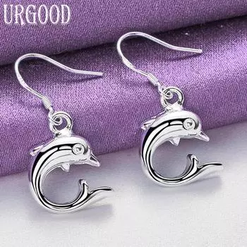 Серьги-капли из стерлингового серебра 925 пробы с дельфинами, модные украшения