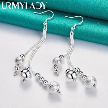 Серьги-капли из стерлингового серебра 925 пробы с матовыми гладкими бусинами для женщин, модные ювелирные изделия ME004