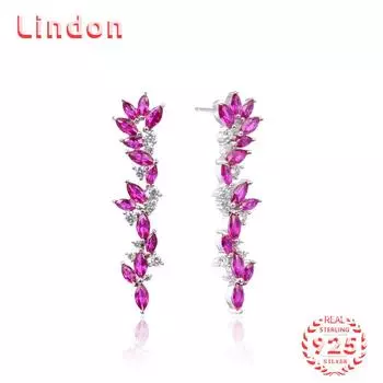 Серьги-капли из стерлингового серебра 925 пробы Lindon, серьги-капли для женщин, подарки на свадьбу розовый