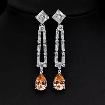 Серьги-капли из стерлингового серебра 925 пробы, груша, 10 карат, морганит, аквамарин, синтетический муассанит, подарок для женщин