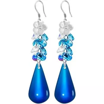 Серьги-капли из стерлингового серебра 925 пробы, подвески, синие, ручной работы, идеальный подарок ручной работы для женщин A pair of earrings