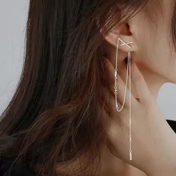 Серьги-капли из стерлингового серебра 925 пробы с крестом и кисточкой для женщин, длинные серьги-цепочки с цирконием, ювелирные изделия