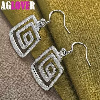 Серьги-капли из стерлингового серебра 925 пробы с квадратной нитью, очаровательные ювелирные изделия