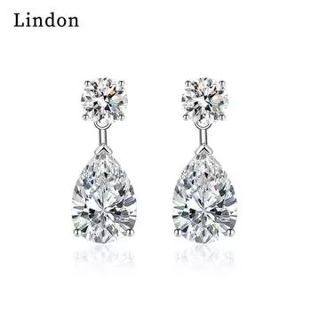 Серьги-капли Lindon из медного сплава с цирконом, серьги-капли для женщин, подарки на свадьбу белый