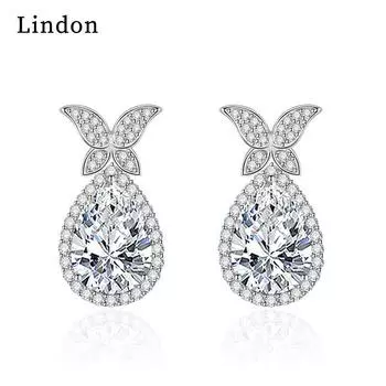 Серьги-капли Lindon из медного сплава с цирконом, серьги-капли для женщин, подарки на свадьбу белый