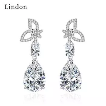 Серьги-капли Lindon из медного сплава с цирконом, серьги-капли для женщин, подарки на свадьбу белый