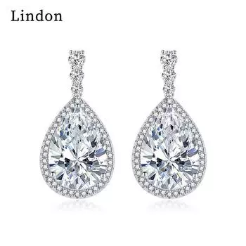 Серьги-капли Lindon из медного сплава с цирконом, серьги-капли для женщин, подарки на свадьбу белый