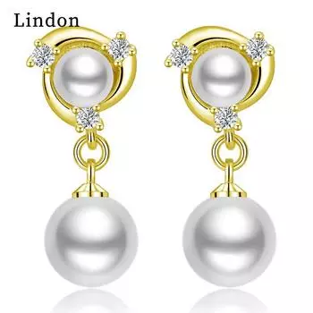 Серьги-капли Lindon из медного сплава с синтетическим жемчугом, серьги-капли для женщин, подарки для свадебной вечеринки серебряный