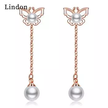 Серьги-капли Lindon из медного сплава с синтетическим жемчугом, серьги-капли для женщин, подарки для свадебной вечеринки серебряный