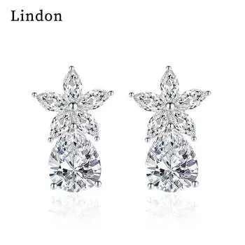 Серьги-капли Lindon из медного сплава с цирконом, серьги-капли для женщин, подарки на свадьбу белый