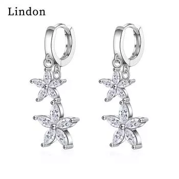 Серьги-капли Lindon из медного сплава с цирконом, серьги-капли для женщин, подарки на свадьбу серебряный