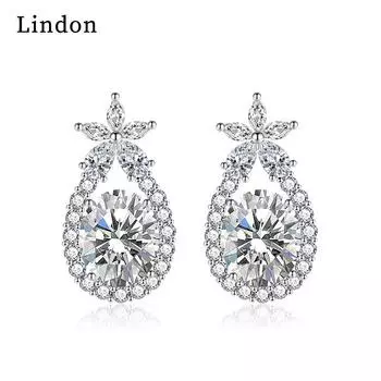 Серьги-капли Lindon из медного сплава с цирконом, серьги-капли для женщин, подарки на свадьбу белый