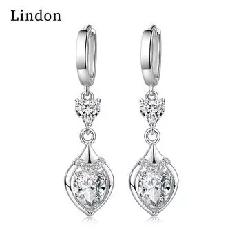 Серьги-капли Lindon из медного сплава с цирконием, серьги-капли для женщин, подарки на свадьбу белый