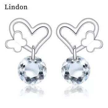 Серьги-капли Lindon из медного сплава с цирконом, серьги-капли для женщин, подарки на свадьбу серебряный