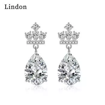 Серьги-капли Lindon из медного сплава с цирконом, серьги-капли для женщин, подарки на свадьбу белый