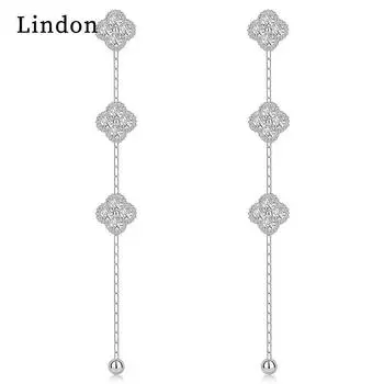 Серьги-капли Lindon из медного сплава с цирконом, серьги-капли для женщин, подарки на свадьбу серебряный