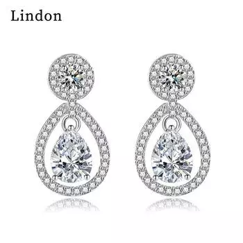 Серьги-капли Lindon из медного сплава с цирконом, серьги-капли для женщин, подарки на свадьбу белый