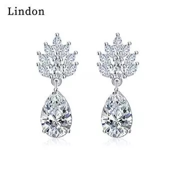Серьги-капли Lindon из медного сплава с цирконом, серьги-капли для женщин, подарки на свадьбу белый