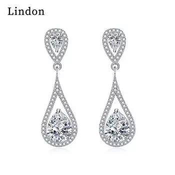 Серьги-капли Lindon из медного сплава с цирконом, серьги-капли для женщин, подарки на свадьбу белый