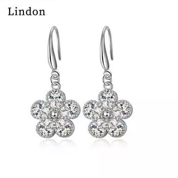 Серьги-капли Lindon из медного сплава с цирконом, серьги-капли для женщин, подарки на свадьбу серебряный