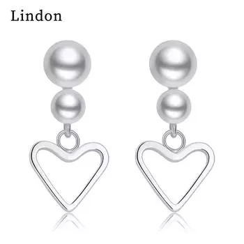 Серьги-капли Lindon из медного сплава с синтетическим жемчугом, серьги-капли для женщин, подарки для свадебной вечеринки серебряный