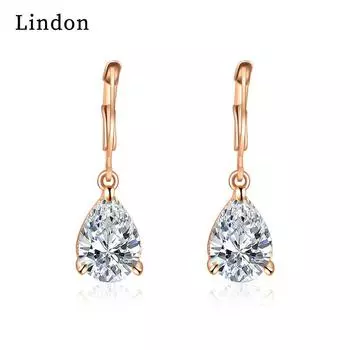 Серьги-капли Lindon из медного сплава с цирконом, серьги-капли для женщин, подарки на свадьбу белый