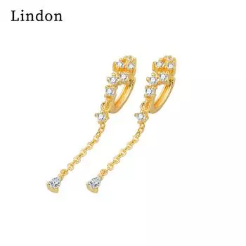 Серьги-капли Lindon из медного сплава с цирконом, серьги-капли для женщин, подарки на свадьбу серебряный