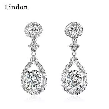 Серьги-капли Lindon из медного сплава с цирконом, серьги-капли для женщин, подарки на свадьбу белый