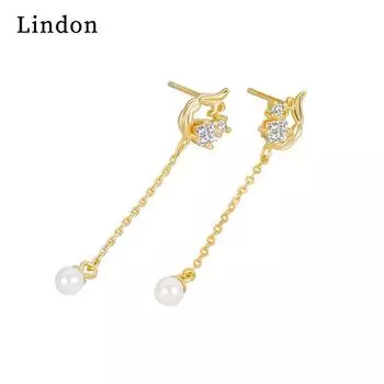 Серьги-капли Lindon из медного сплава с цирконом, серьги-капли для женщин, подарки на свадьбу серебряный