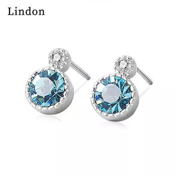 Серьги-капли Lindon из медного сплава с цирконом, серьги-капли для женщин, подарки на свадьбу синий