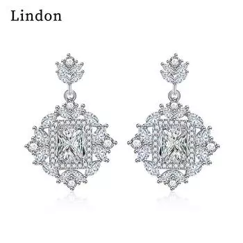 Серьги-капли Lindon из медного сплава с цирконом, серьги-капли для женщин, подарки на свадьбу белый