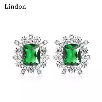 Серьги-капли Lindon из медного сплава с цирконом, серьги-капли для женщин, подарки на свадьбу зелёный