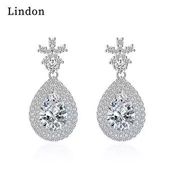 Серьги-капли Lindon из медного сплава с цирконом, серьги-капли для женщин, подарки на свадьбу белый