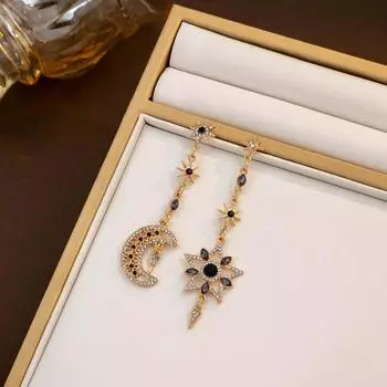 Серьги-капли Moon Star Sun Moon Star Асимметричная форма Серьги-капли Moon Star Женские золотой