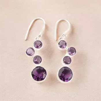 Серьги-капли/подвески из стерлингового серебра 925 пробы с аметистом, ювелирный подарок для мамы EE-161-6