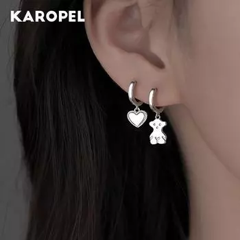 Серьги-капли с асимметричными сердечками, серьги-капли с героями мультфильмов для женщин, подарок