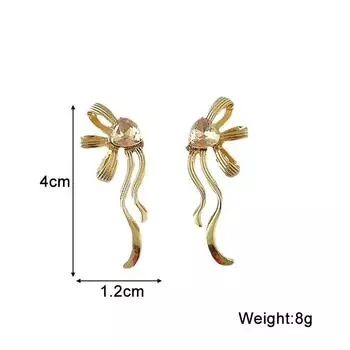 Серьги-капли с бантом и лентой LOVE Heart Crystal, корейская мода, золото, серебро, металл, хип-хоп, ювелирные изделия, женский подарок золотой