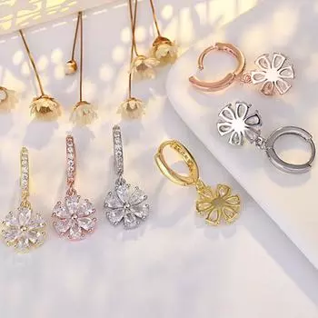 Серьги-капли с инкрустацией кубическим цирконием, антиаллергенные наряды