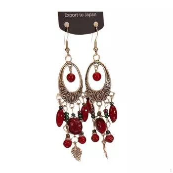 Серьги-капли с кисточками, длинные серьги, бусины в стиле бохо для женщин, вечеринок, свиданий красный