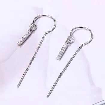 Серьги-капли с кисточками из стерлингового серебра 925 пробы с длинной цепочкой, простые геометрические серьги для женщин и девушек, элегантные ювелирные изделия для вечеринки, подарок eh316