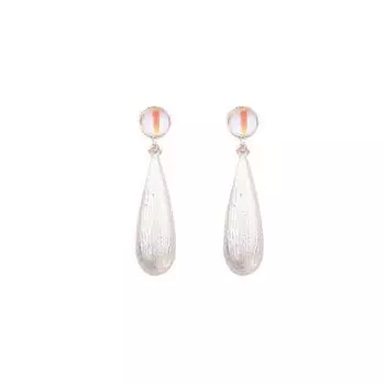 Серьги-капли с лунным камнем с постепенным изменением цвета, винтажные длинные матовые геометрические овальные матовые серьги-гвоздики copper (silver with ear plugs)