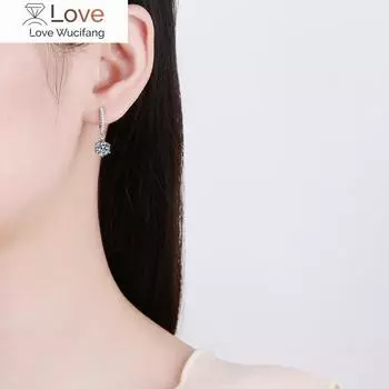 Серьги-капли с муассанитом 2 карата, позолоченные, для женщин, сверкающие бриллиантовые серьги, свадебные украшения, серебро 925 пробы Total 1CT,2.15CM