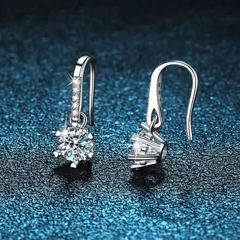 Серьги-капли с муассанитом для женщин, серебро 925 пробы, белое золото, позолоченные серьги, свадебные и помолвочные ювелирные украшения 0.5ct 5mm